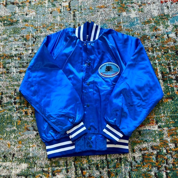 💎RARE💎True Vintage General Dynamics Varsity Satin Jacket, Size Large - Picture 2 of 9